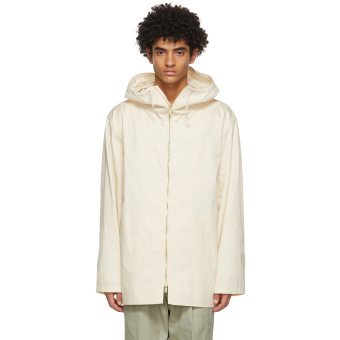 Photo: Jil Sander Off-White Cotton Gabardine Hooded Coat