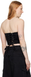 VETEMENTS Black Paneled Denim Tank Top