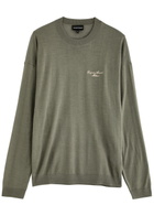 Emporio Armani Logo-embroidered Wool Jumper Green