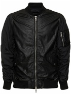 GIORGIO BRATO - Wrinkled Leather & Nylon Bomber Jacket