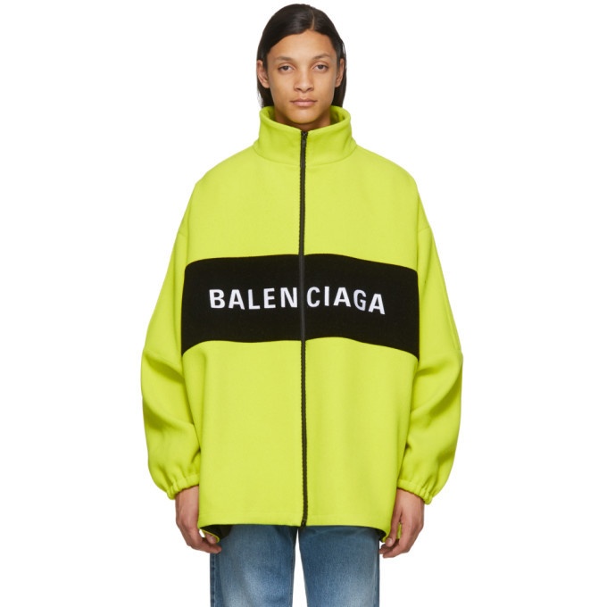 Photo: Balenciaga Yellow Wool Logo Zip-Up Jacket