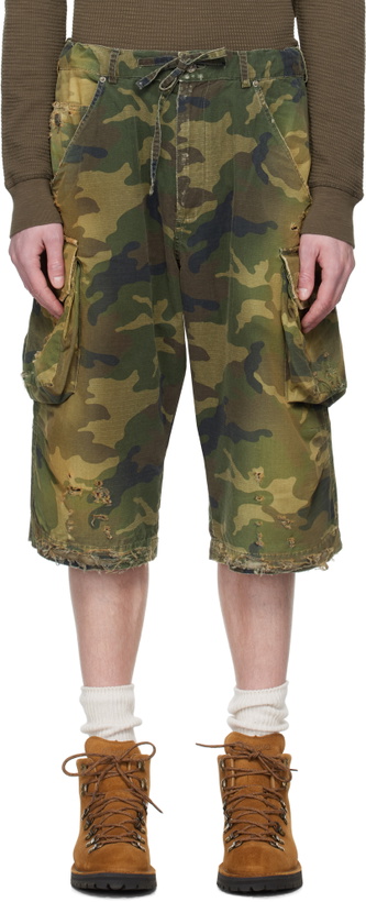 Photo: 424 Khaki Camo Bermuda Cargo Shorts