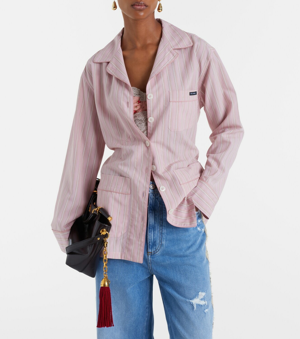 Dolce&Gabbana Belted striped shirt