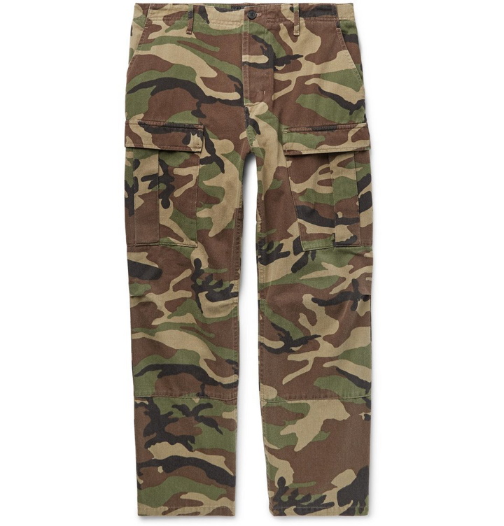 Photo: Balenciaga - Cropped Camouflage-Print Cotton-Twill Cargo Trousers - Army green