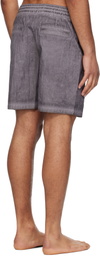 COOR Gray Ripstop Over Dying Curved Swim Shorts