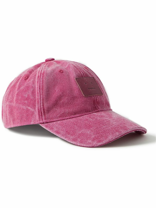 Photo: Acne Studios - Leather-Trimmed Distressed Cotton-Canvas Baseball Cap