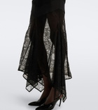 The Attico Semi-sheer asymmetric lace midi dress