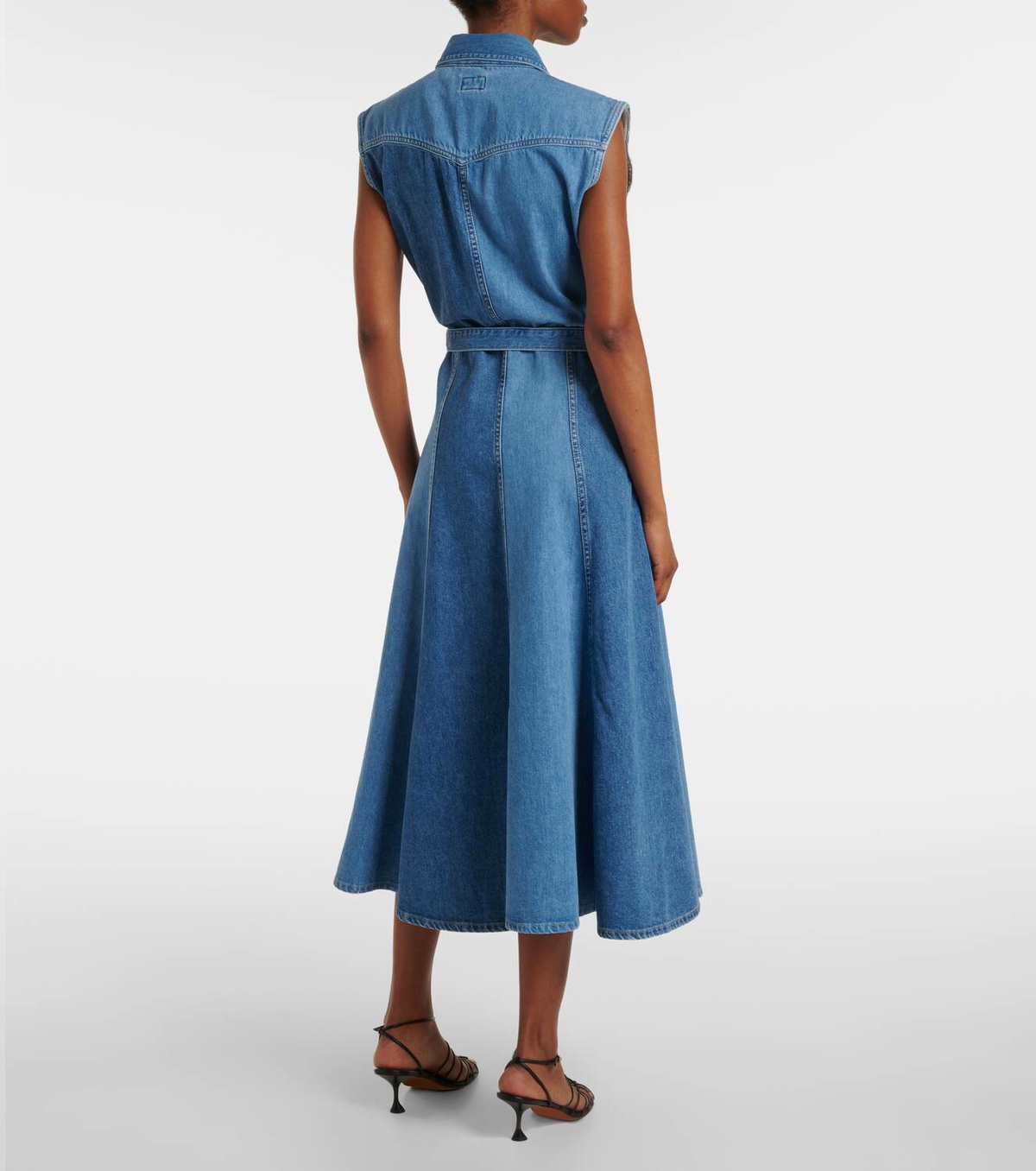 long sleeve denim maxi dress for women | Blue It’s all about laid 1AMERICANA Halter Neck Open Back Scarf:Matching Embroidered Scarf (24 X 71 Inches)