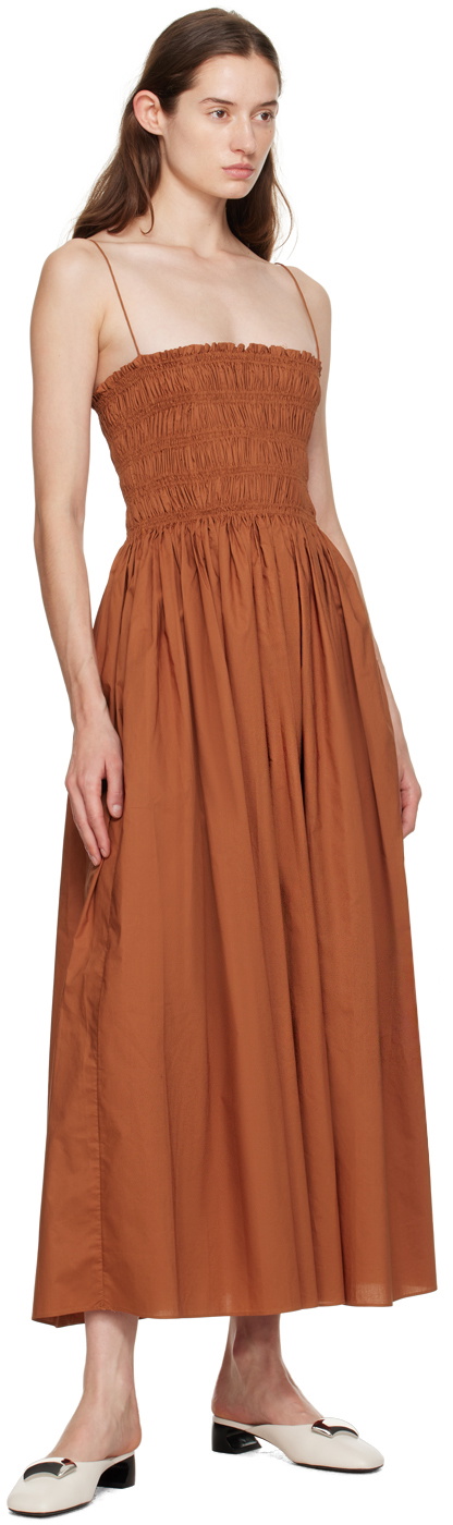 Matteau Orange Shirred Maxi Dress