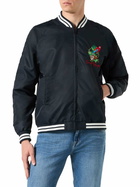 MC2 Saint Barth Man Blue Navy Jacket With Parrots Embroidery