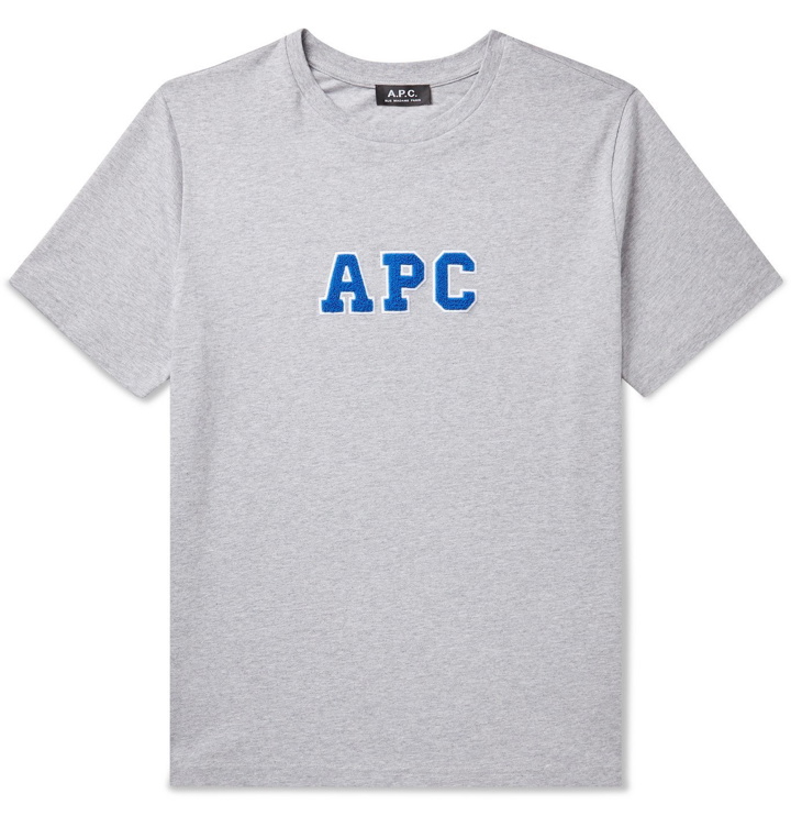 Photo: A.P.C. - Gael Logo-Appliquéd Cotton-Jersey T-Shirt - Gray