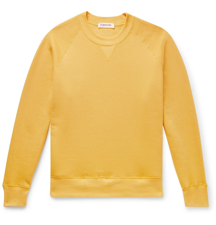 Photo: Entireworld - Slim-Fit Mélange Fleece-Back Organic Cotton-Jersey Sweatshirt - Yellow