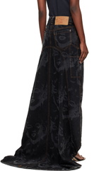 VAQUERA Black Prom Denim Maxi Skirt