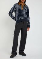 Wales Bonner Reflect Striped Piqué Cotton Polo Shirt Navy