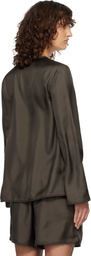 Róhe Brown Pankou Closure Silk Blouse
