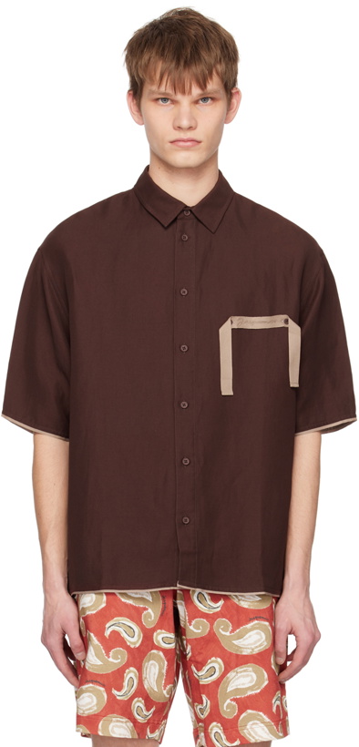 Photo: Jacquemus Brown Le Raphia 'La Chemise Cabri' Shirt