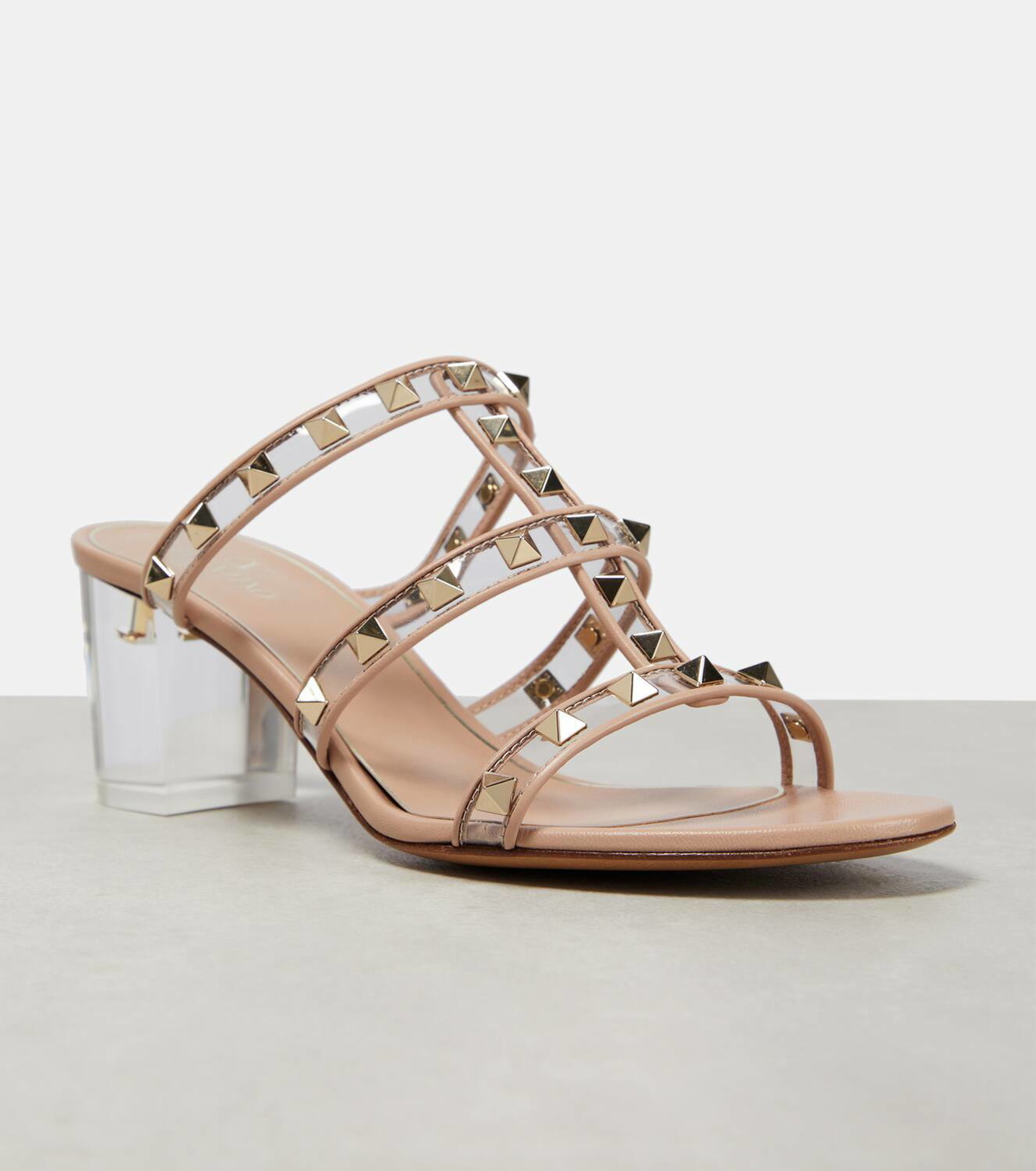 Valentino Garavani Rockstud leather and PVC mules Valentino