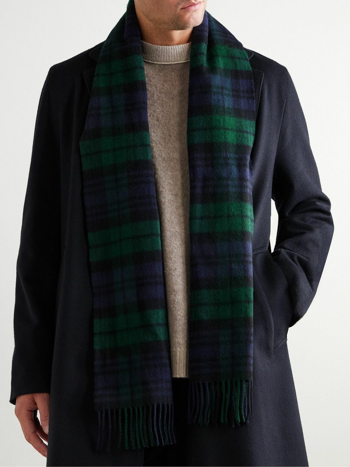 Johnstons of Elgin - Fringed Checked Cashmere Scarf and Gloves Set