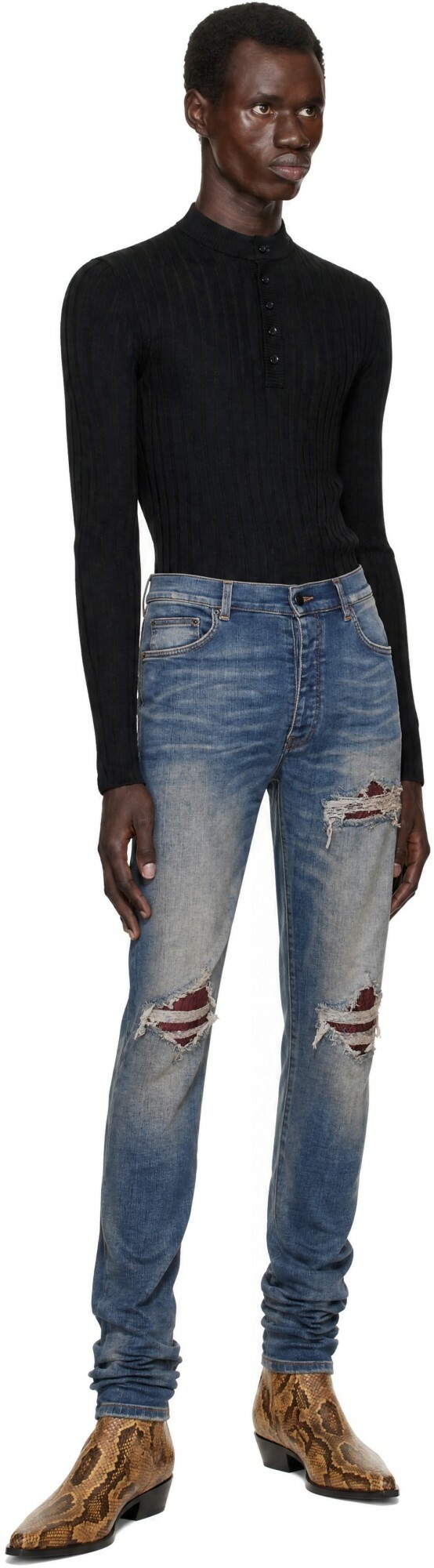 AMIRI Black 'AMIRI' Script Knit Henley
