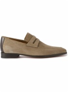 Berluti - Leather-Trimmed Suede Penny Loafers - Brown