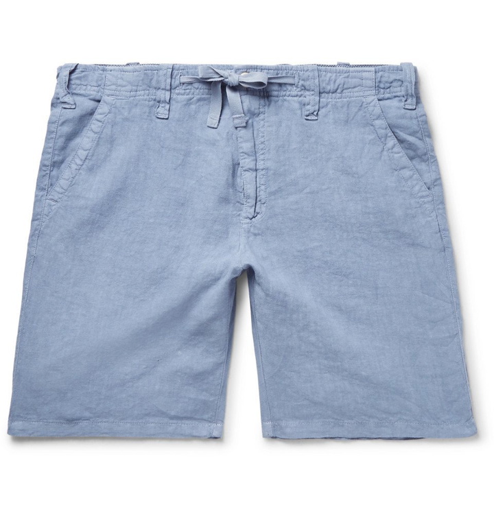 Photo: Hartford - Slim-Fit Linen-Chambray Drawstring Shorts - Men - Blue