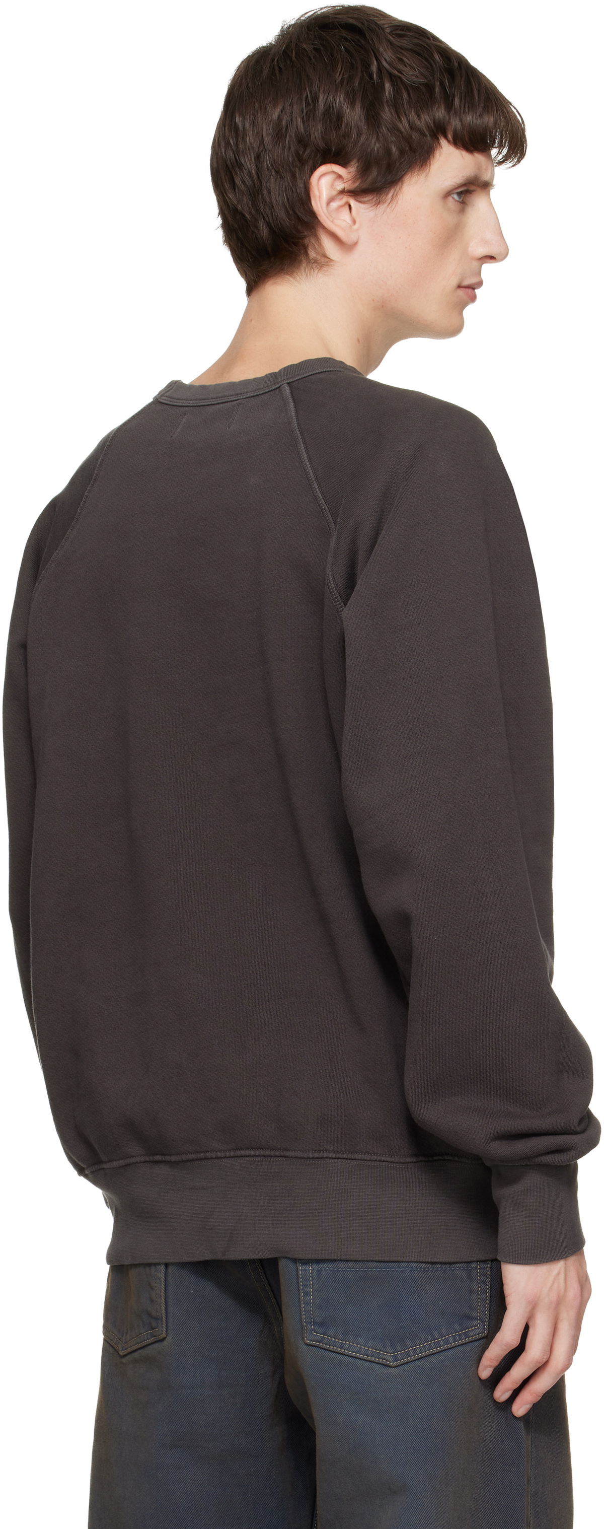 Les Tien Gray Heavyweight Binded Neck Raglan Sweatshirt
