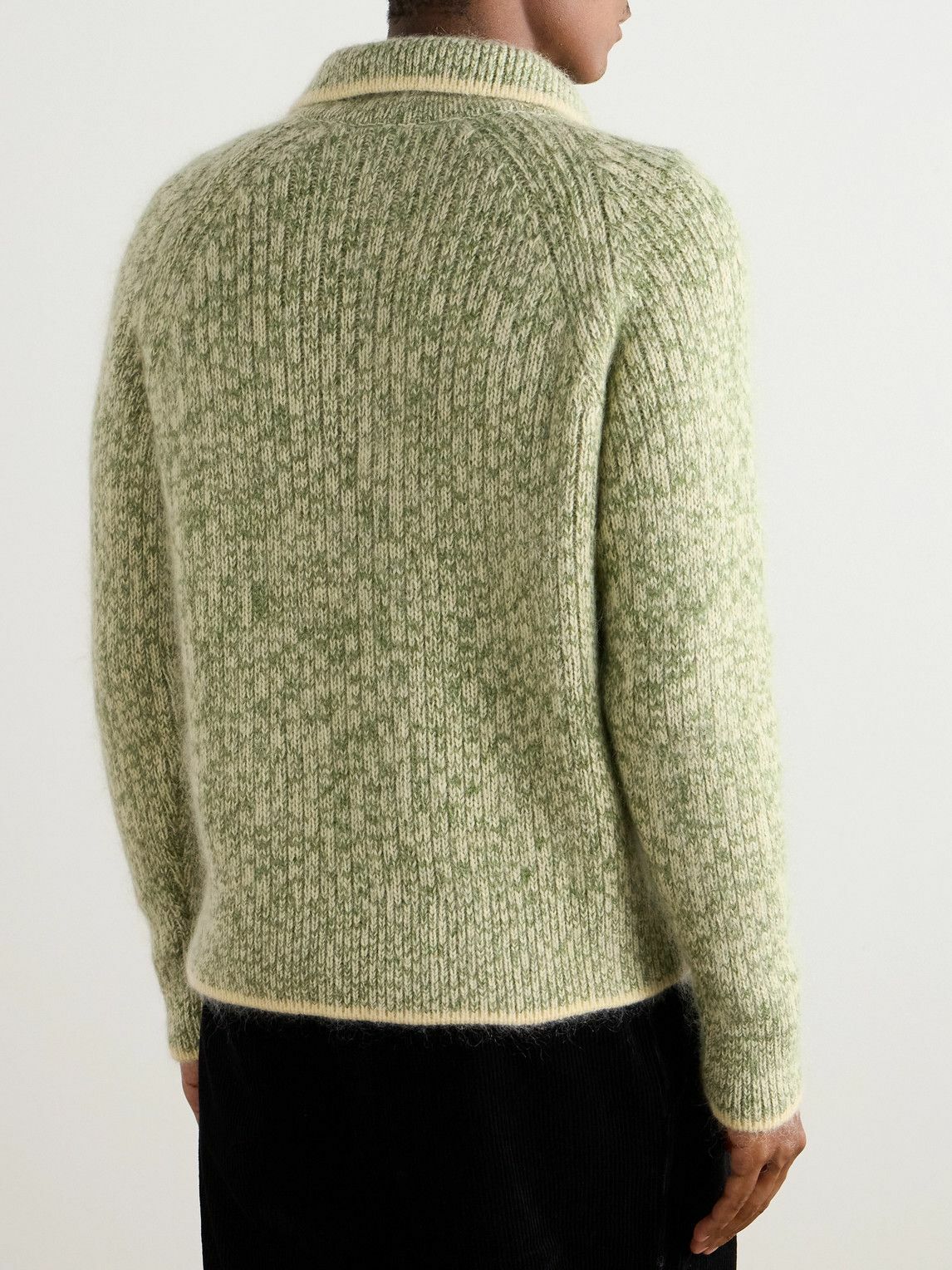 Federico Curradi - Ribbed Wool-Blend Polo Sweater - Green