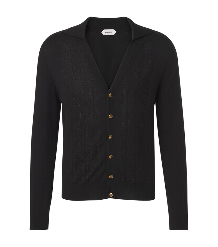 Photo: Versace Greca silk and cotton cardigan