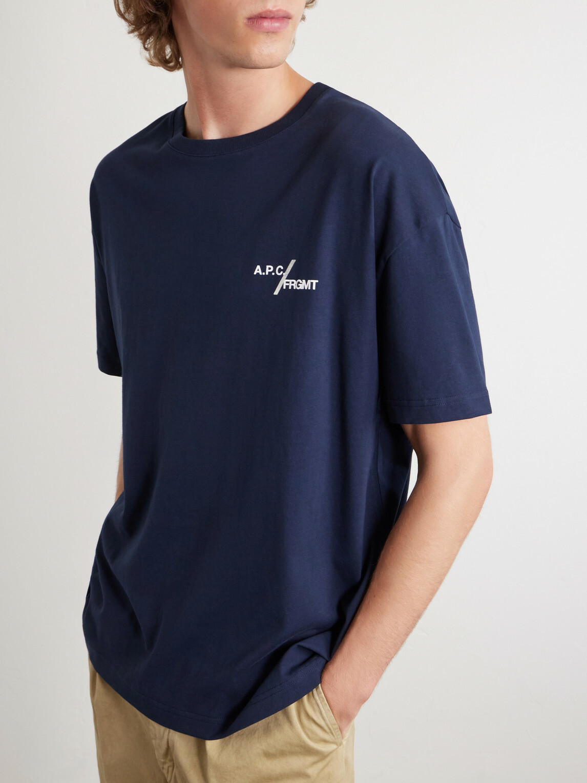 A.P.C. - Fragment Logo-Print Cotton-Jersey T-Shirt - Blue
