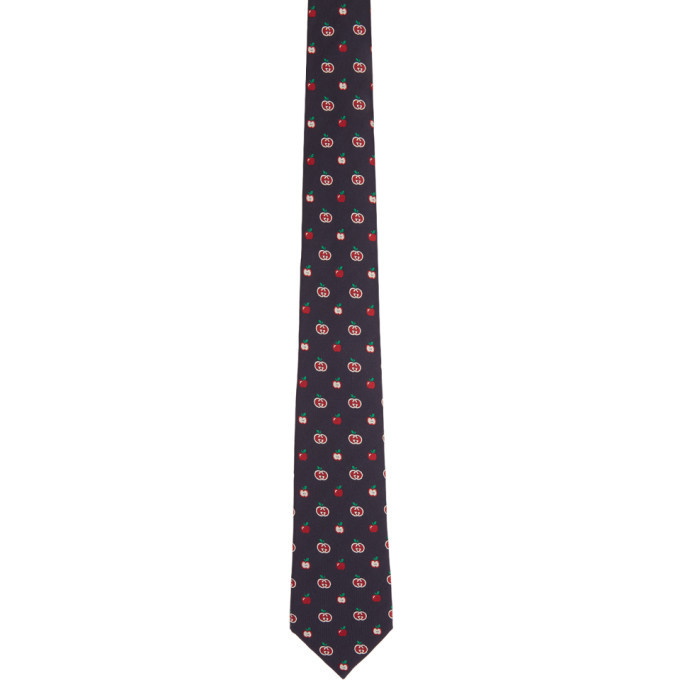 Photo: Gucci Navy and Red Interlocking G Apples Tie