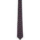 Gucci Navy and Red Interlocking G Apples Tie