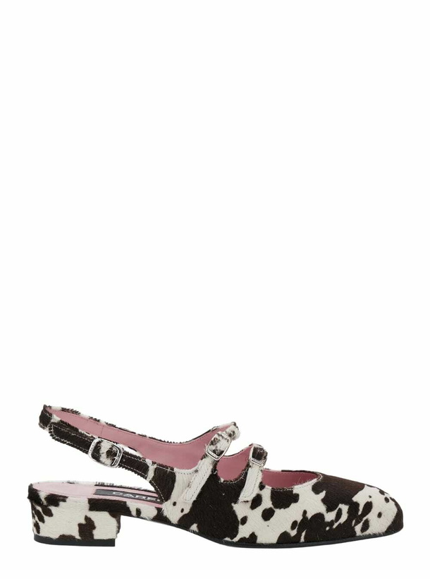 Photo: Carel Multicolor peche Slingback Ballet Shoes With Buckle Strap Closure And Cow Print In Leather Woman