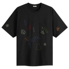 Bode Men's Embroidered Field Guide T-Shirt in Black