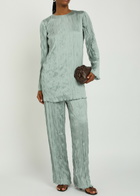 Staud Nami Plissé Trousers Silver