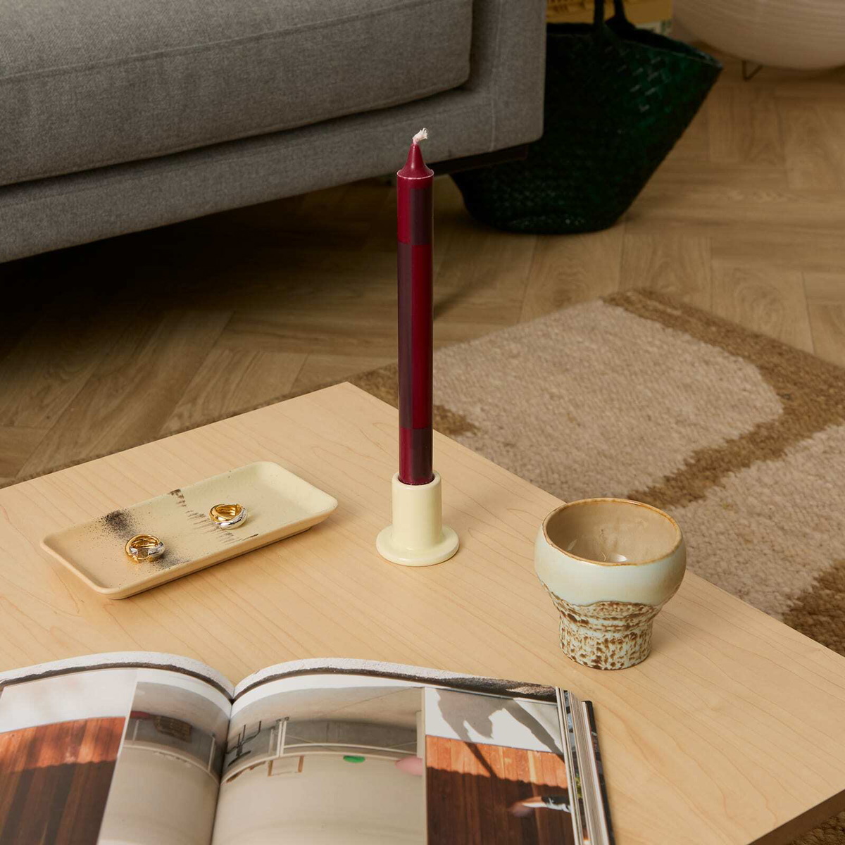 HAY Tube Candleholder - Small in Lime White 