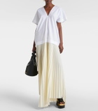 Plan C Pleated cotton-blend maxi dress