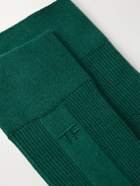TOM FORD - Logo-Embroidered Ribbed Cotton Socks - Green