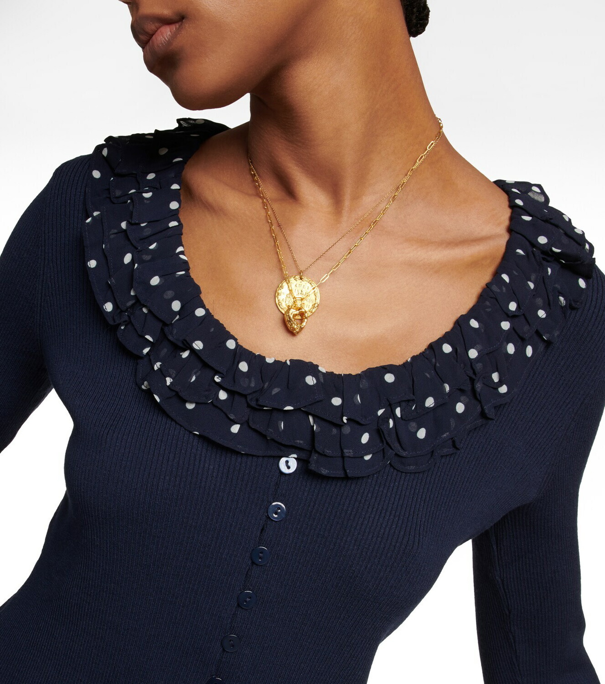 Rixo Laurel ruffle-trimmed knit cardigan