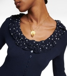 Rixo Laurel ruffle-trimmed knit cardigan