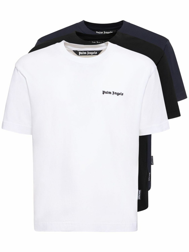 Photo: PALM ANGELS - Set Of 3 Logo Cotton T-shirts