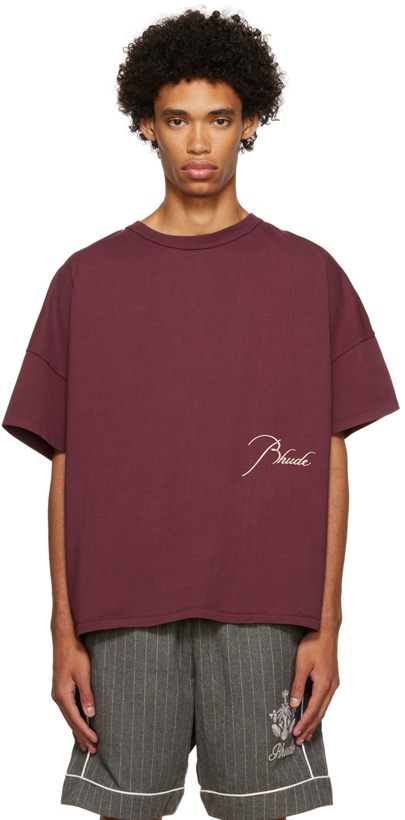 Photo: Rhude Burgundy Reverse T-Shirt
