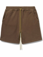 Rhude - Straight-Leg Logo-Embroidered Cotton-Jersey Drawstring Shorts - Brown