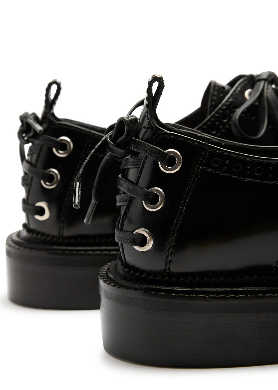 Simone Rocha Lace-up Glossed Leather Brogues Black