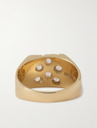 Bleue Burnham - The Mini Rose Garden Sterling Silver and Sapphire Signet Ring - Gold