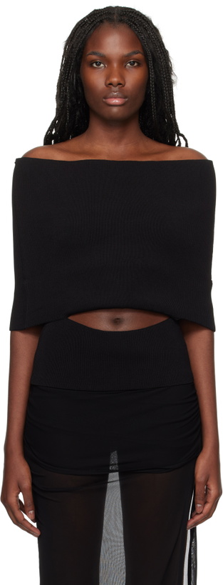 Photo: Christopher Esber Black Slashed Knit Shawl Top