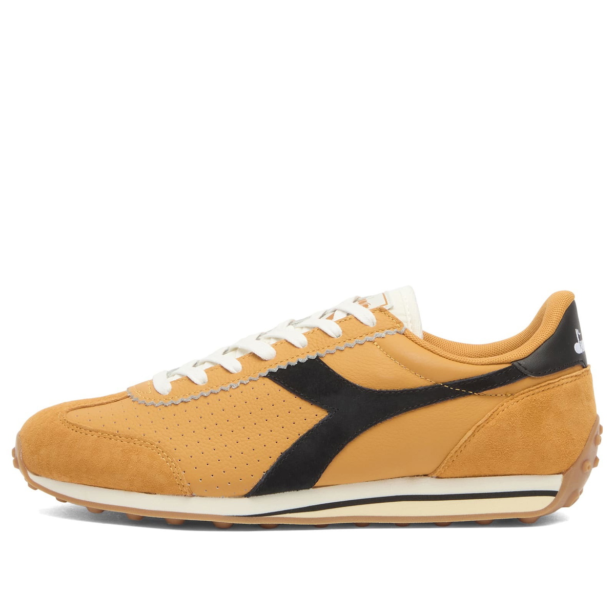 Diadora Men's Rally Punched Sneaker in Orange Mustard