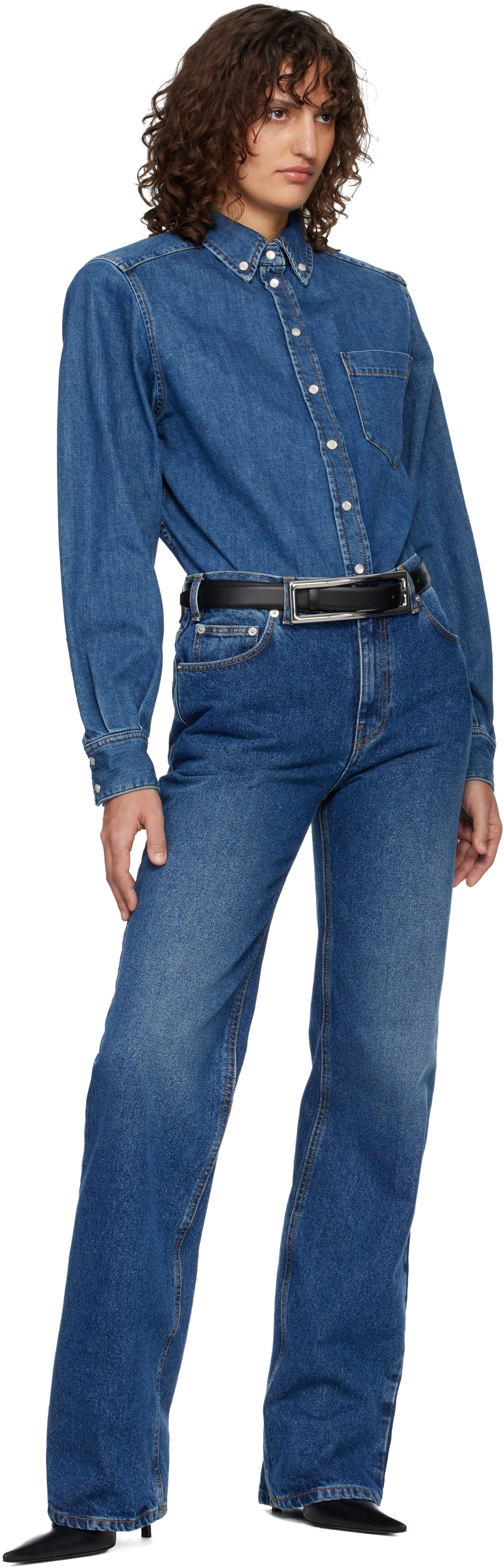 Mugler Blue Five Pocket Straight Denim Jeans