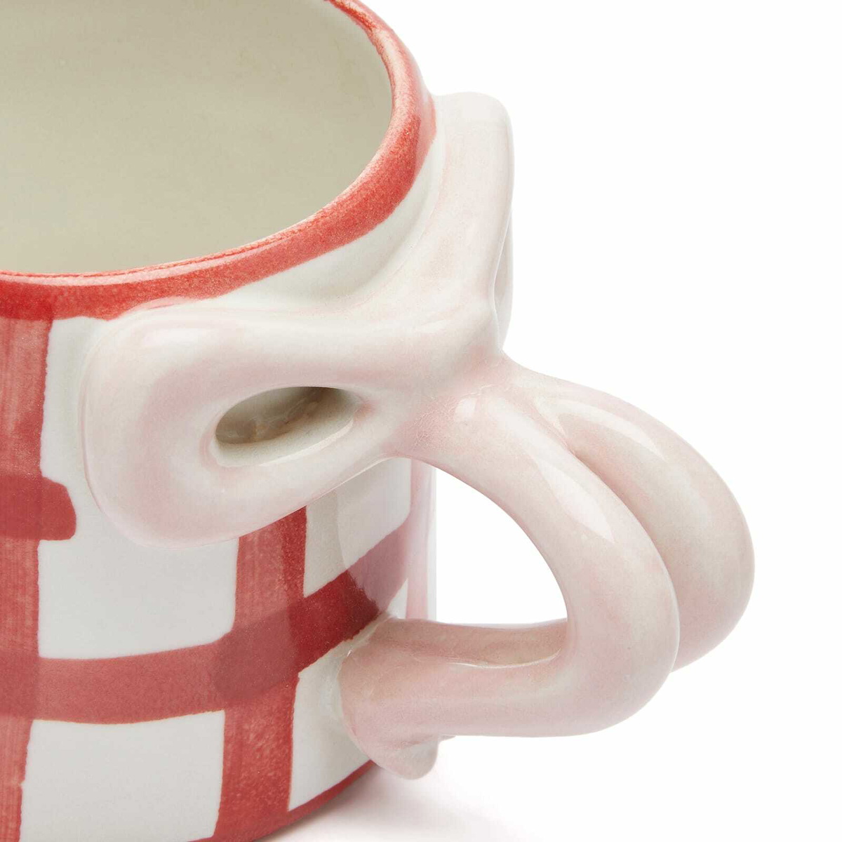 Damson Madder Women's Gingham Bow Mug in Red Gingham Damson
