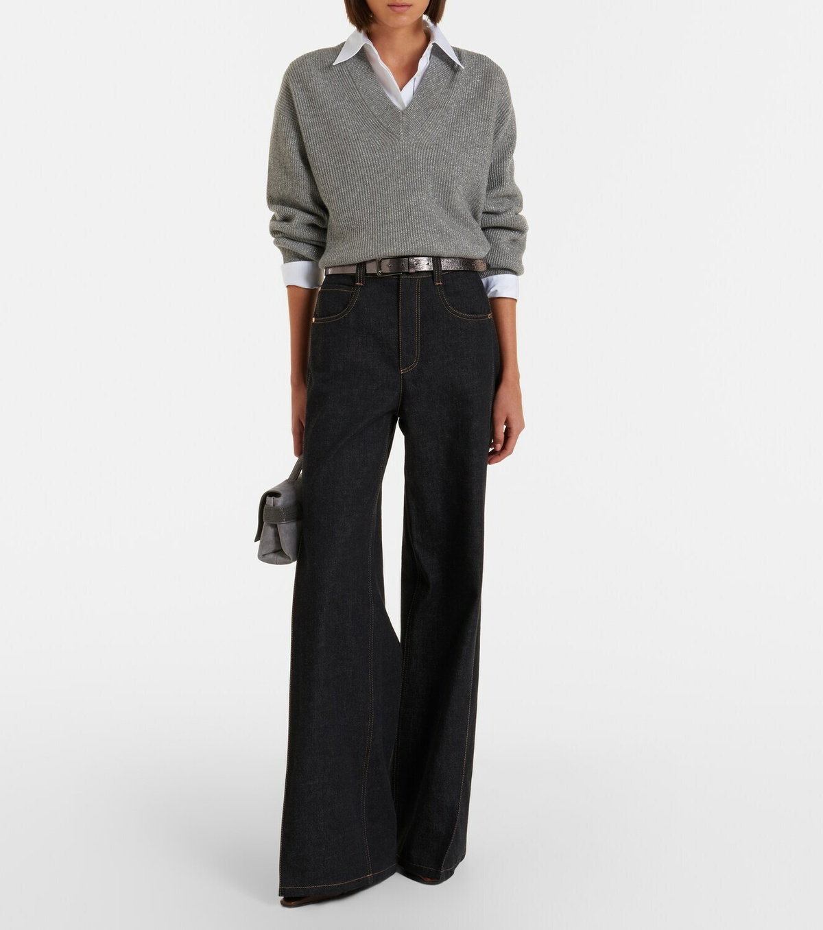 Brunello Cucinelli Monili Small embellished suede top-handle bag