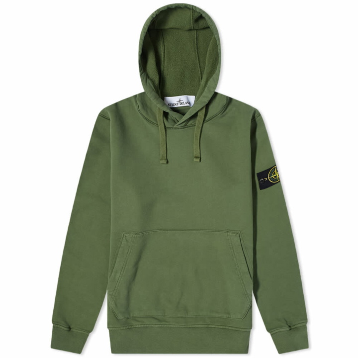 Photo: Stone Island Men's Brushed Cotton Popover Hoody in Olive